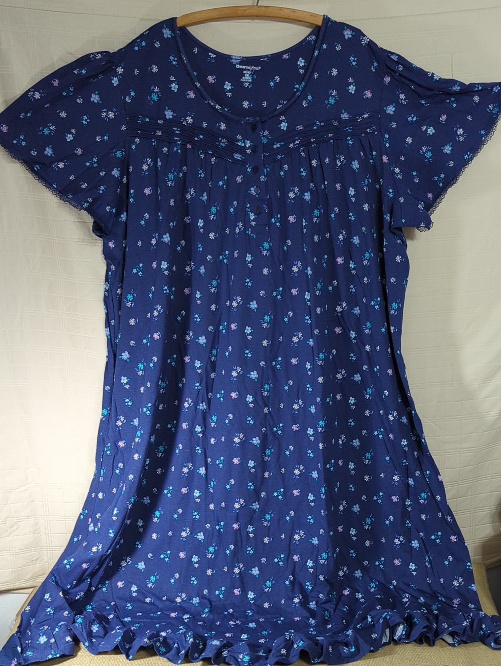 Dreams & Co Plus Nightgown size 5X Blue Floral